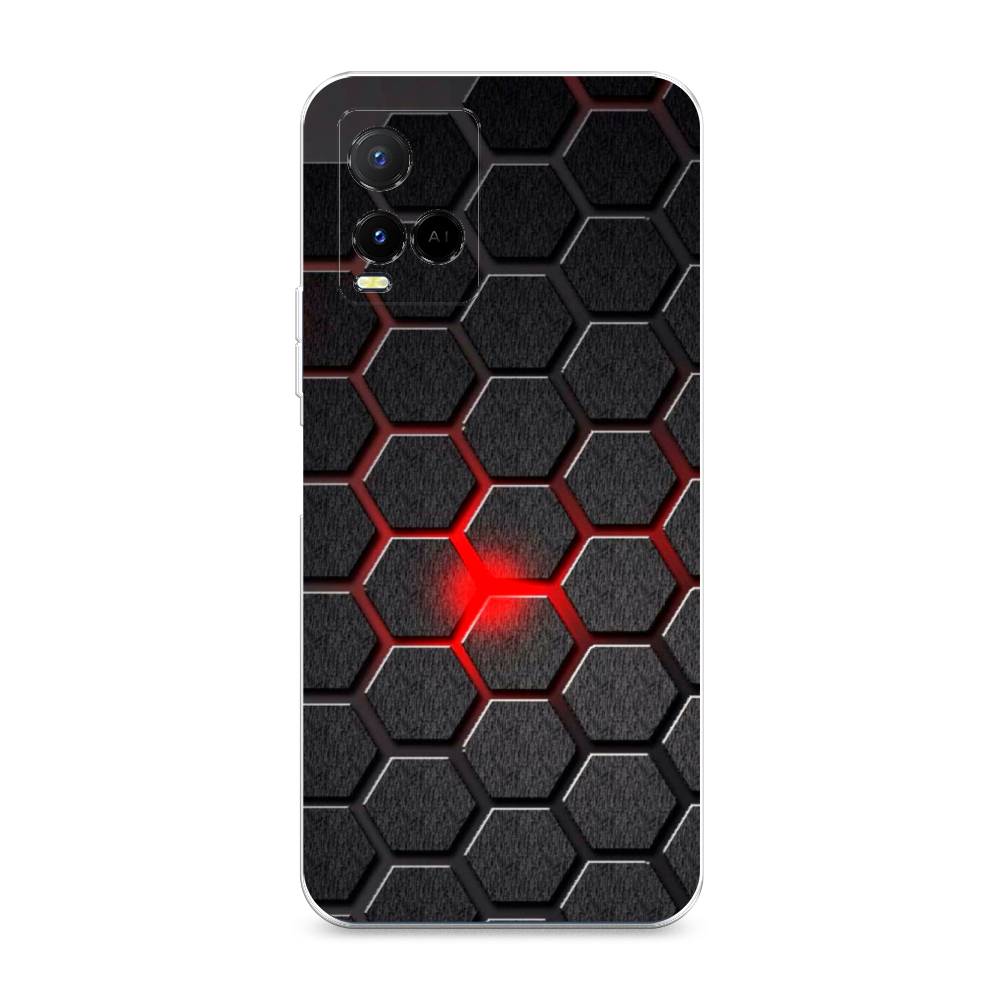 

Чехол на Vivo Y21e "Соты красные", Красный;черный;серый, 266350-3
