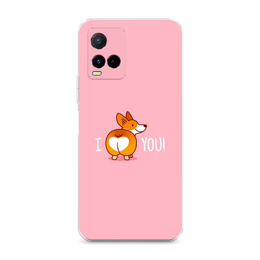 

Чехол на Vivo Y21e "Корги I love you", Розовый;коричневый;белый, 266350-1