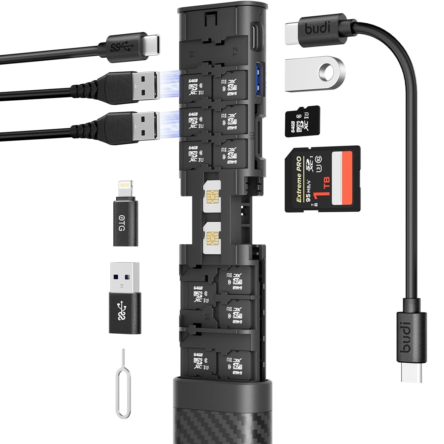 

Картридер USB-C 3.0 Хаб 10 в 1 + кабель 4 в 1, USB-C HUB 10в1