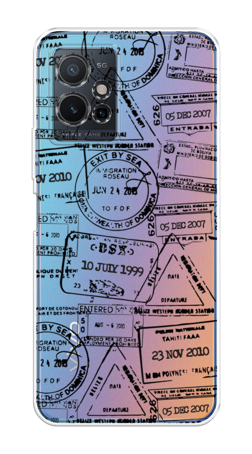 

Чехол на Vivo Y75 5G "Visa stamps 2", Белый;черный;серый, 266250-2