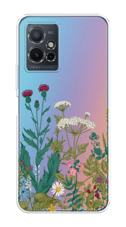 

Чехол на Vivo Y75 5G "Дикие полевые цветы", Зеленый;розовый;белый, 266250-2