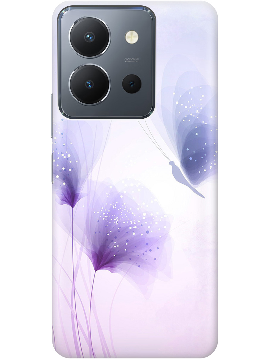 

Силиконовый чехол на Vivo Y36 с принтом "Бабочка и фиолетовые цветы" прозрачный, Фиолетовый, 20010235