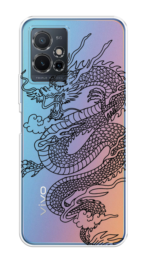 

Чехол на Vivo Y75 5G "Большой китайский дракон", Черный;серый, 266250-1