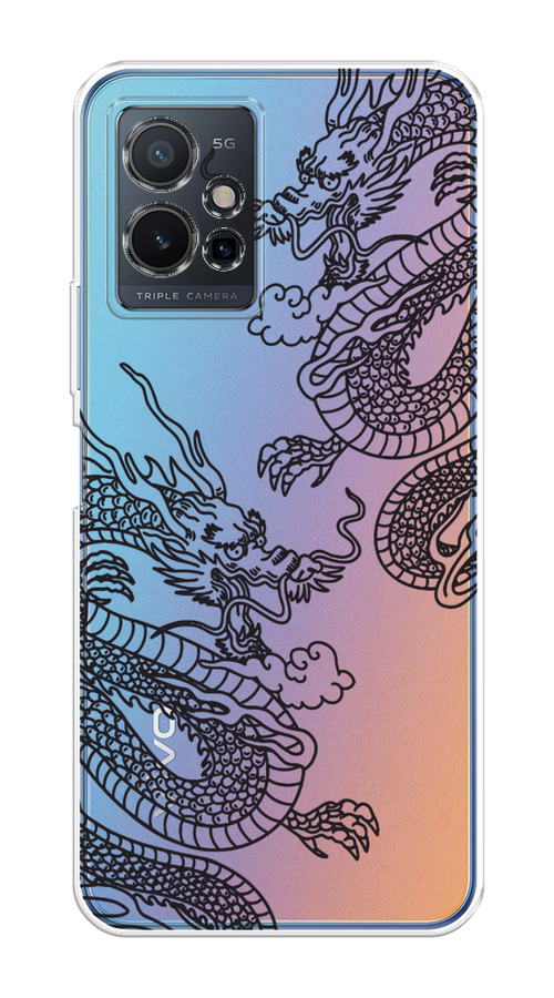 

Чехол на Vivo Y75 5G "Два китайских дракона", Серый;черный, 266250-1