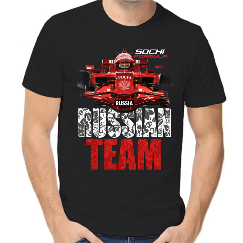 

Футболка мужская черная 56 р-р с надписью Россия Russia team, Черный, fm_russian_team