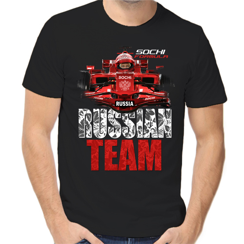 

Футболка мужская черная 44 р-р с надписью Россия Russia team, Черный, fm_russian_team