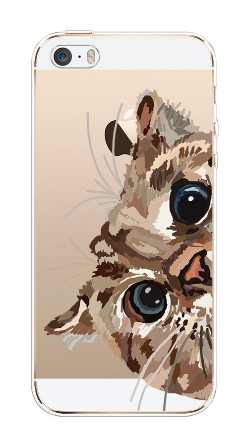 

Чехол на Apple iPhone 5 "Любопытный кот", Коричневый;синий;черный, 10350-1