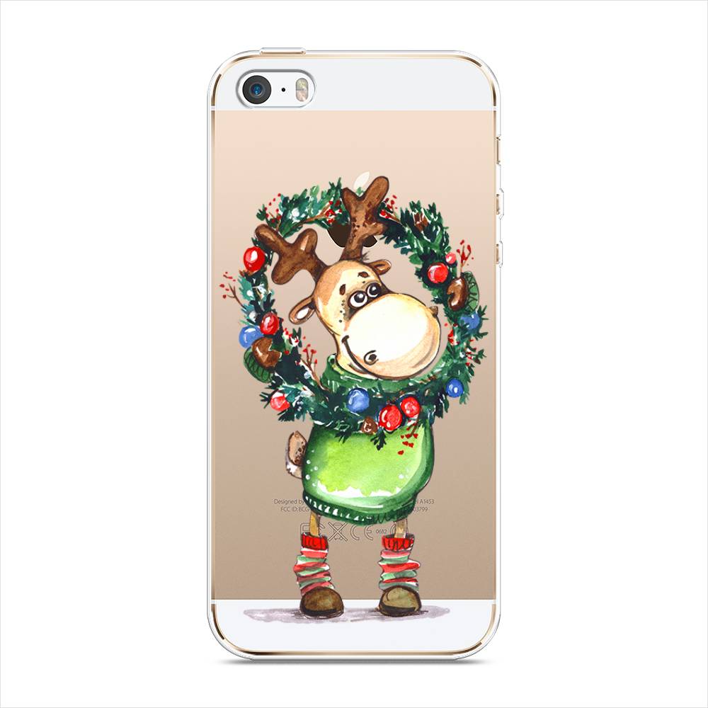 

Чехол на Apple iPhone 5 "Олень с новогодним венком", 10350-4
