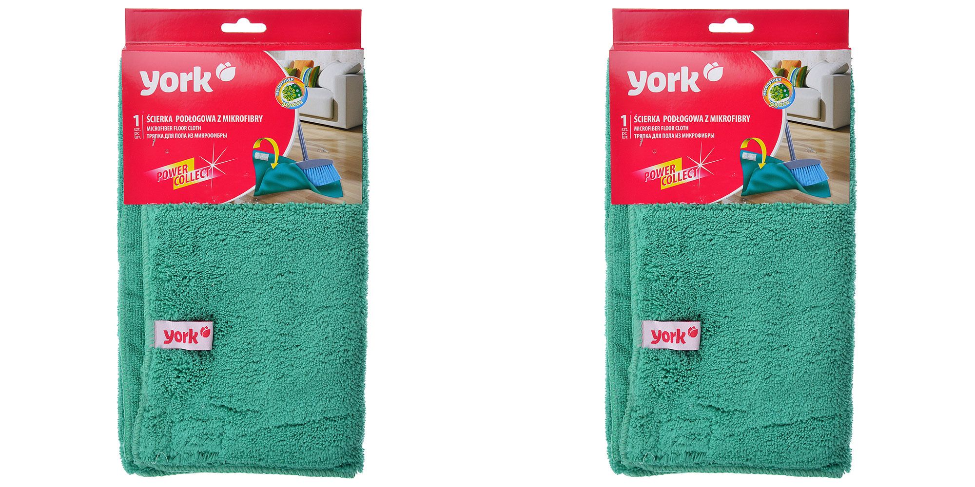 Салфетка для уборки York из микрофибры двухсторонняя с застежкой 50x60см 2 упаковки