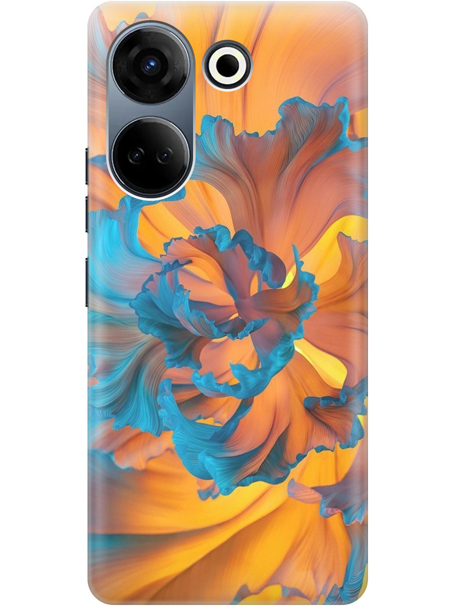 

Силиконовый чехол на Tecno Camon 20, 20 Pro с принтом "Желто-синий цветок" прозрачный, Голубой;желтый, 20010223