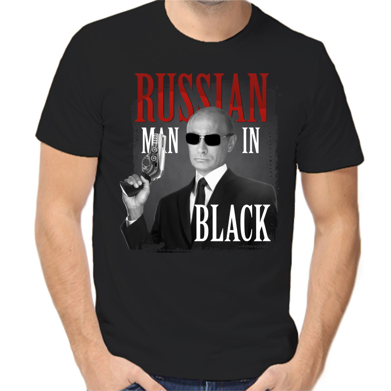 

Футболка мужская черная 58 р-р с Путиным Russian man in back, Черный, fm_russian_man_in_black