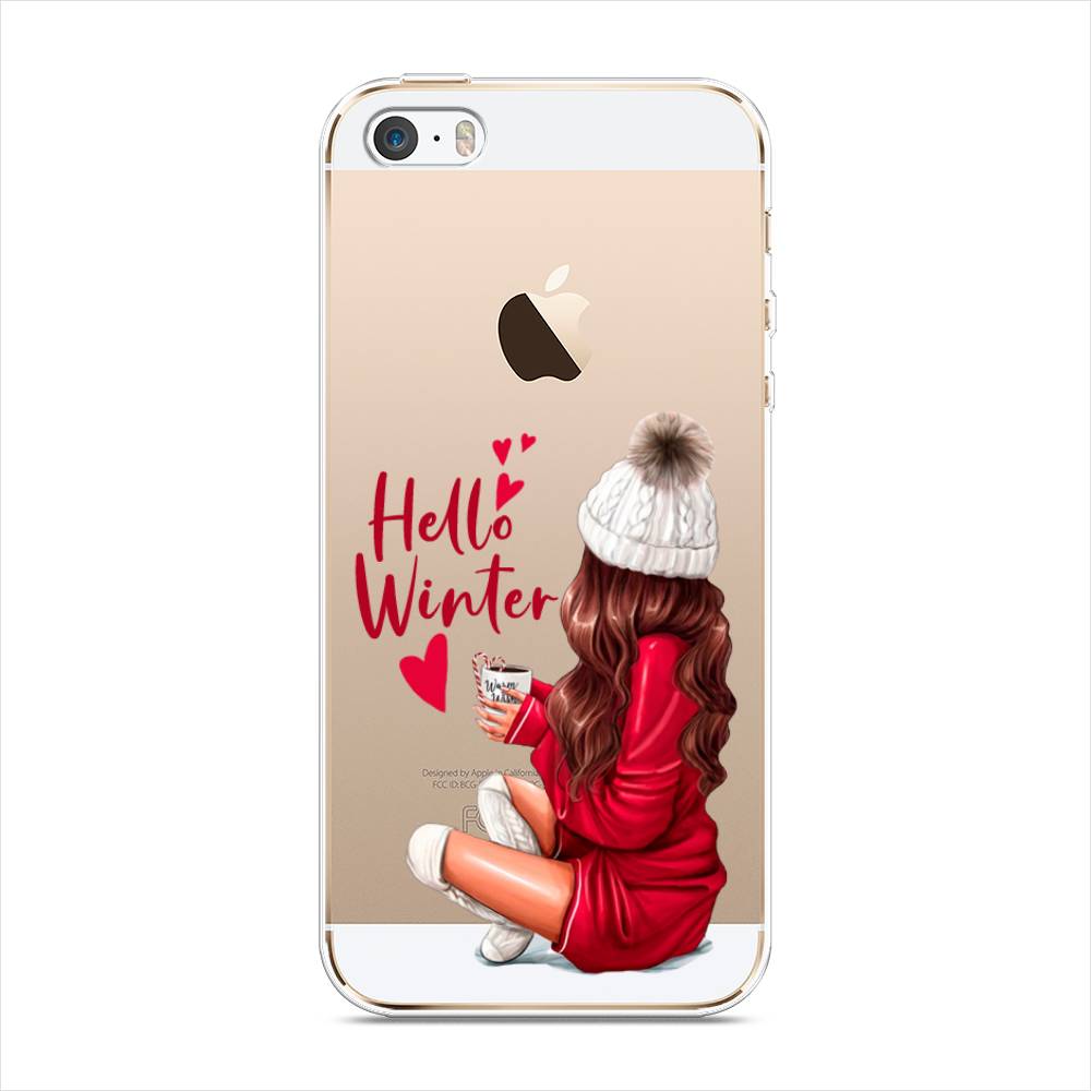 

Чехол на Apple iPhone 5 "Hello winter", Красный;белый;коричневый, 10350-5