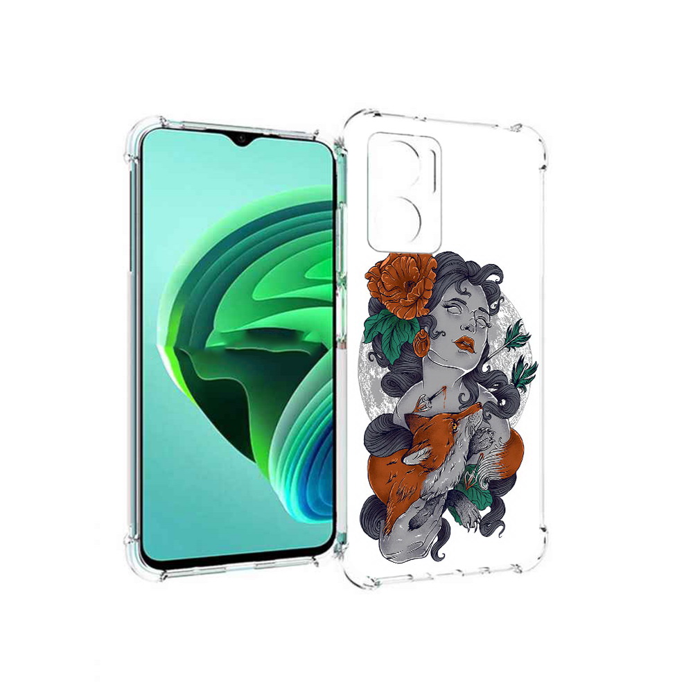 Чехол MyPads темная девушка с лисой для Xiaomi Redmi Note 11E 5G/Redmi 11 Prime 5G