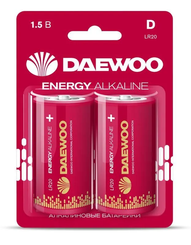 фото Элемент питания алкалиновый d/lr20 1.5в energy alkaline 2021 bl-2 (уп.2шт) daewoo 5030022