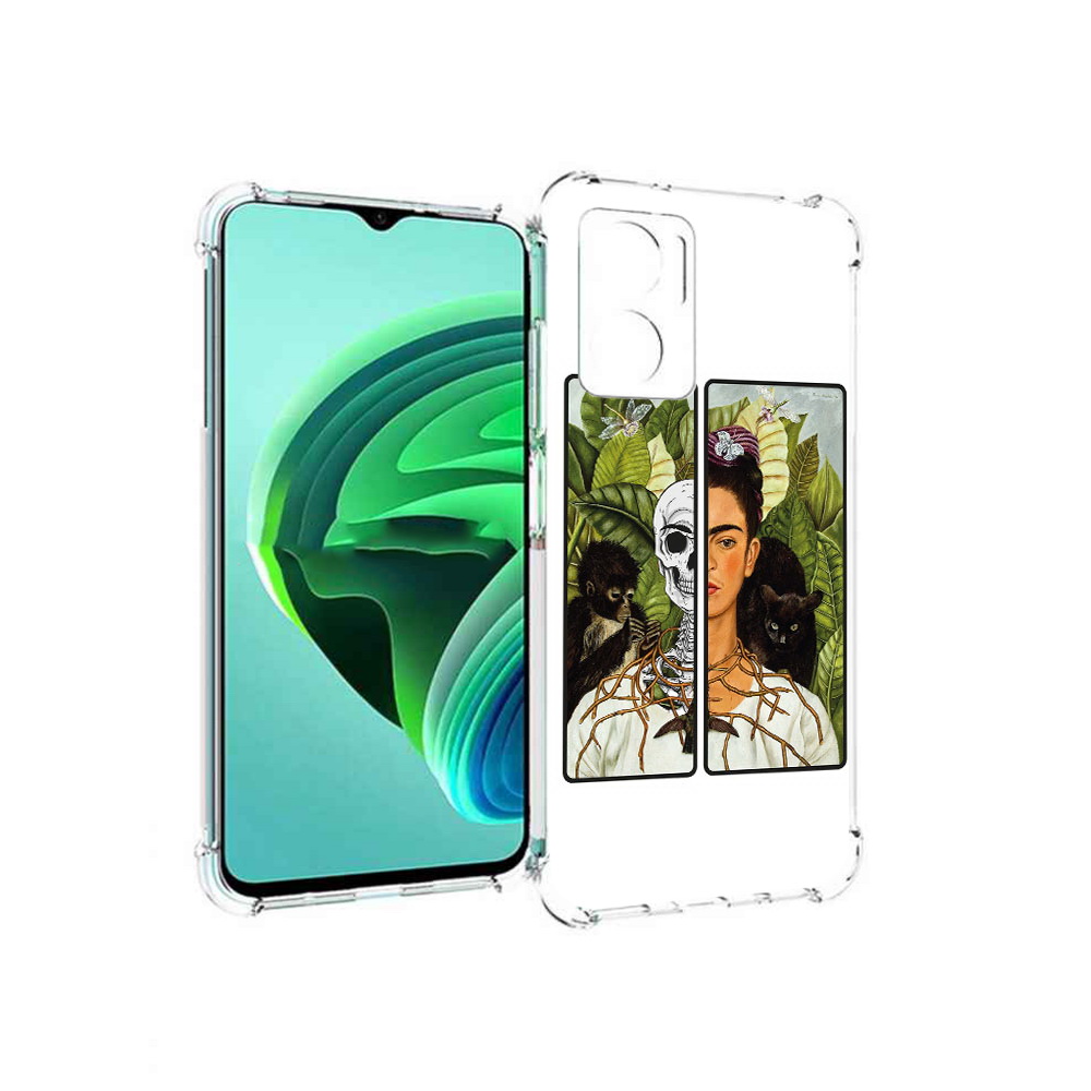 Чехол MyPads сдвоенная картинка девушка скелет для Xiaomi Redmi Note 11E 5G