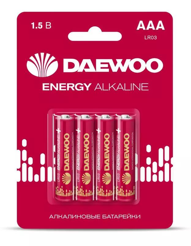 Элемент питания алкалиновый AAA/LR03 1.5В Energy Alkaline 2021 BL-4 (уп.4шт) Daewoo 502990