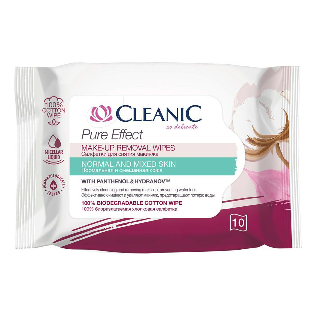 Салфетки влажные Cleanic Pure Effect с мицеллярной водой 10 шт