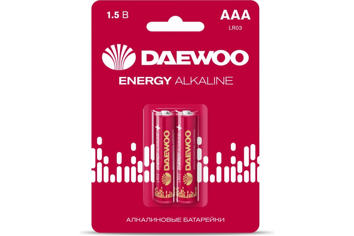 Элемент питания алкалиновый AAA/LR03 1.5В Energy Alkaline 2021 BL-2 (уп.2шт) Daewoo 502987 элемент питания daewoo energy alkaline lr03 286 bl4 комплект 12 батареек 3 упак х 4шт
