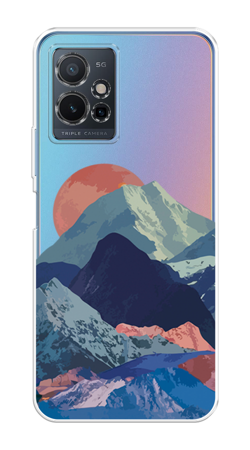 

Чехол на Vivo Y75 5G "Закат в снежных горах", Красный;серый;голубой, 266250-2