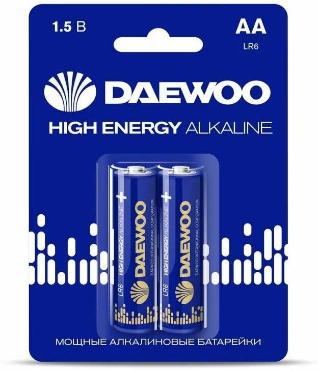 Элемент питания алкалиновый AA/LR6 1.5В High Energy Alkaline 2021 BL-2 (уп.2шт) Daewoo 503 элемент питания daewoo energy alkaline lr03 286 bl4 комплект 12 батареек 3 упак х 4шт