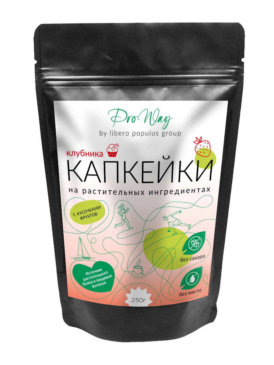 

Капкейки ProWay Клубника растительный протеин с кусочками фруктов 250гр