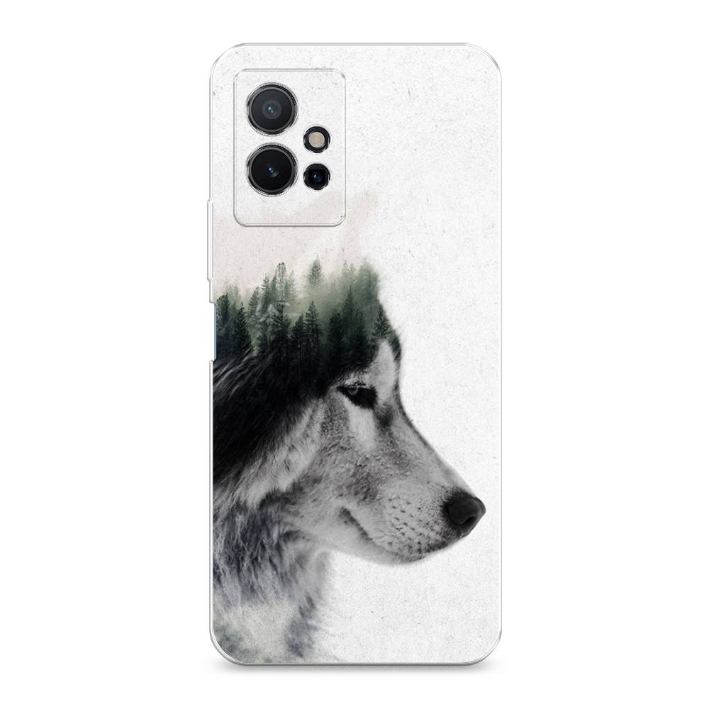 

Чехол на Vivo Y75 5G "Волк лес", Серый;белый, 266250-1