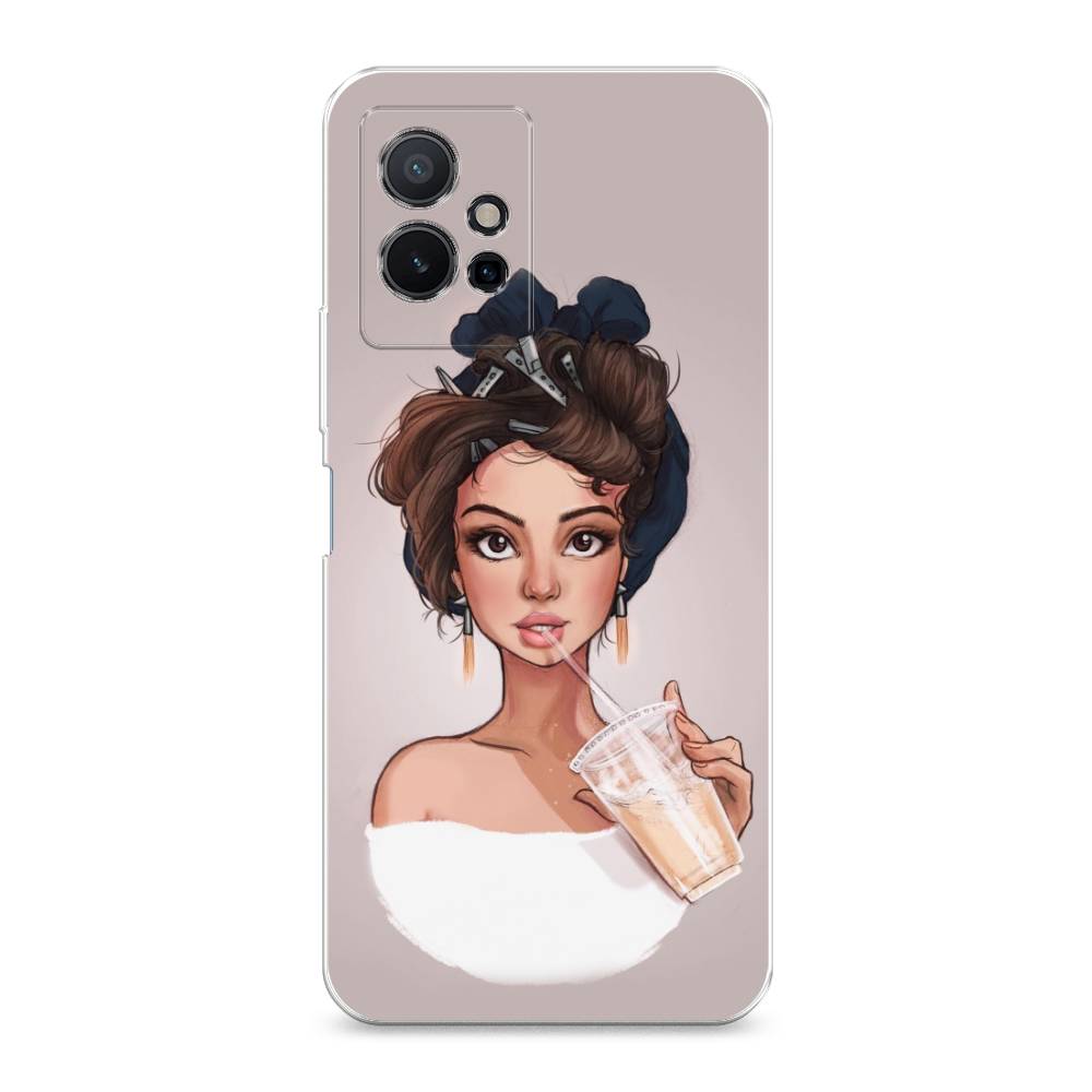 

Чехол на Vivo Y75 5G "Девушка с фраппе", Серый, 266250-6