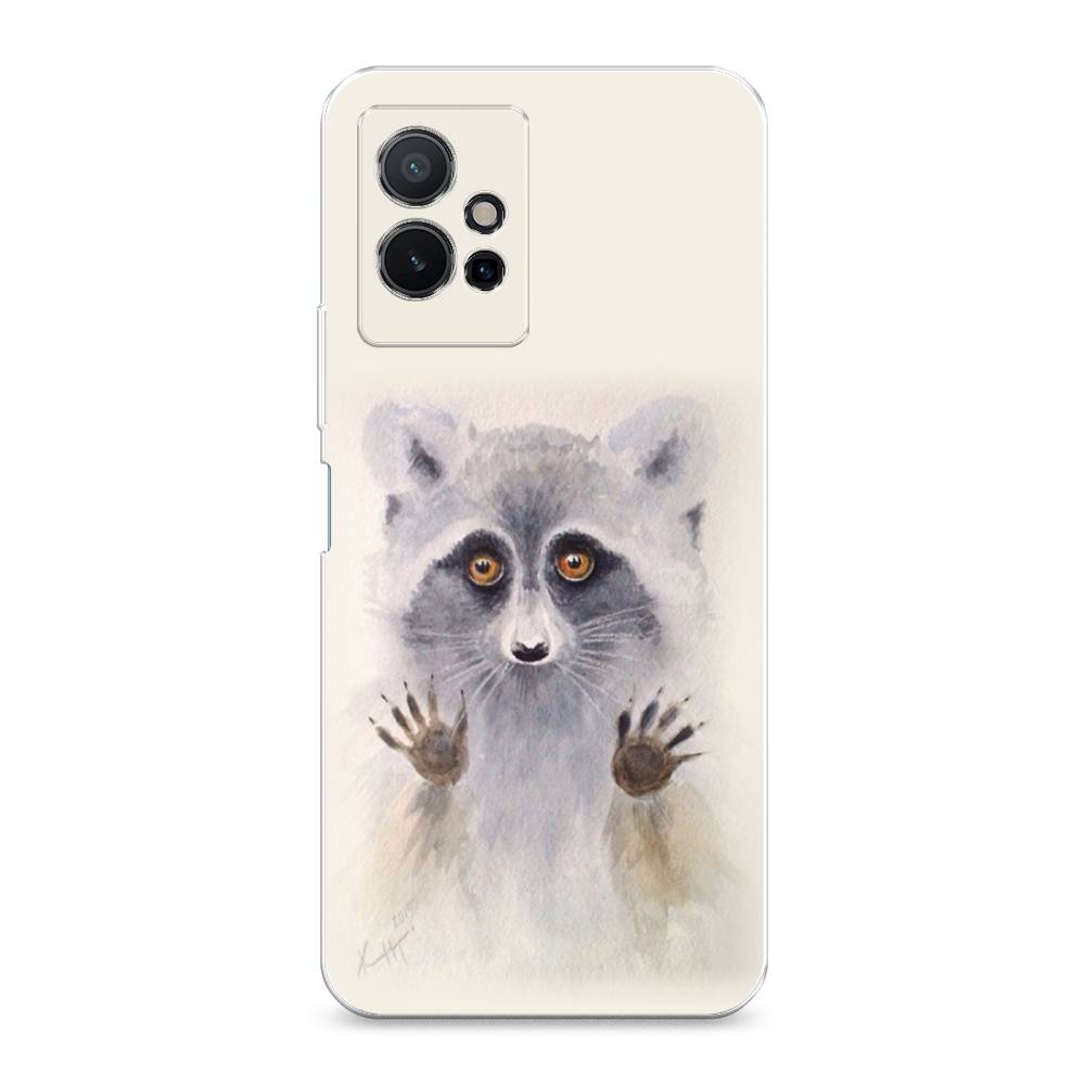 

Чехол на Vivo Y75 5G "Енот за стеклом", Бежевый;серый, 266250-4