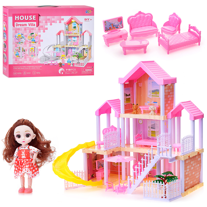 

Дом для куклы 666-3G-1 "Dream house-2" в коробке, Разноцветный, 666-3G-1