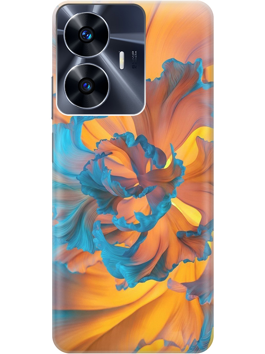 

Силиконовый чехол на Realme C55 с принтом "Желто-синий цветок" прозрачный, Голубой;желтый, 20010202