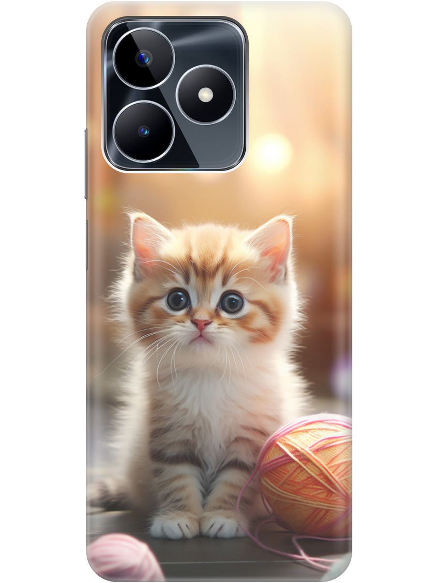 

Силиконовый чехол на Realme C53, C51 с принтом "Котенок и нити" прозрачный, Белый;желтый;розовый, 20010199