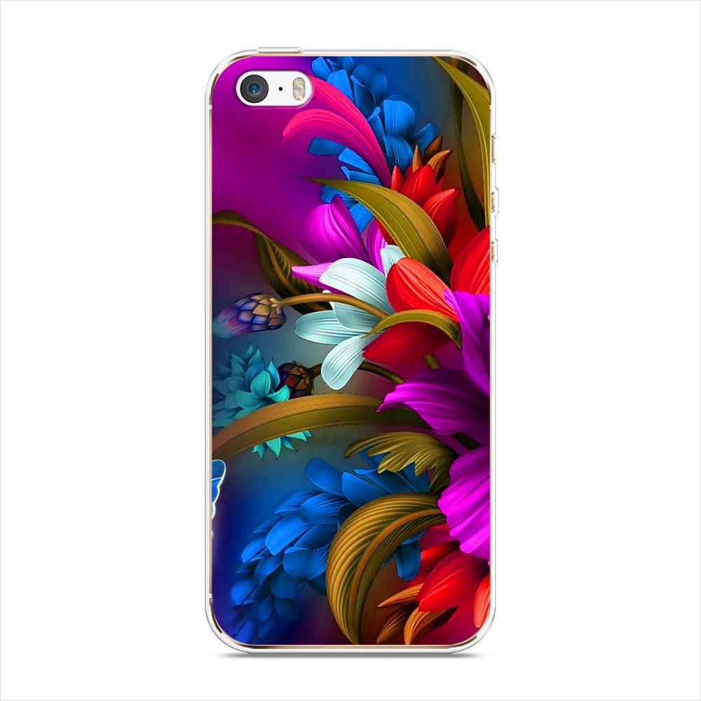 

Чехол для Apple iPhone 5/5S/SE "Фантастические цветы", Фиолетовый;красный;синий, 10350-2