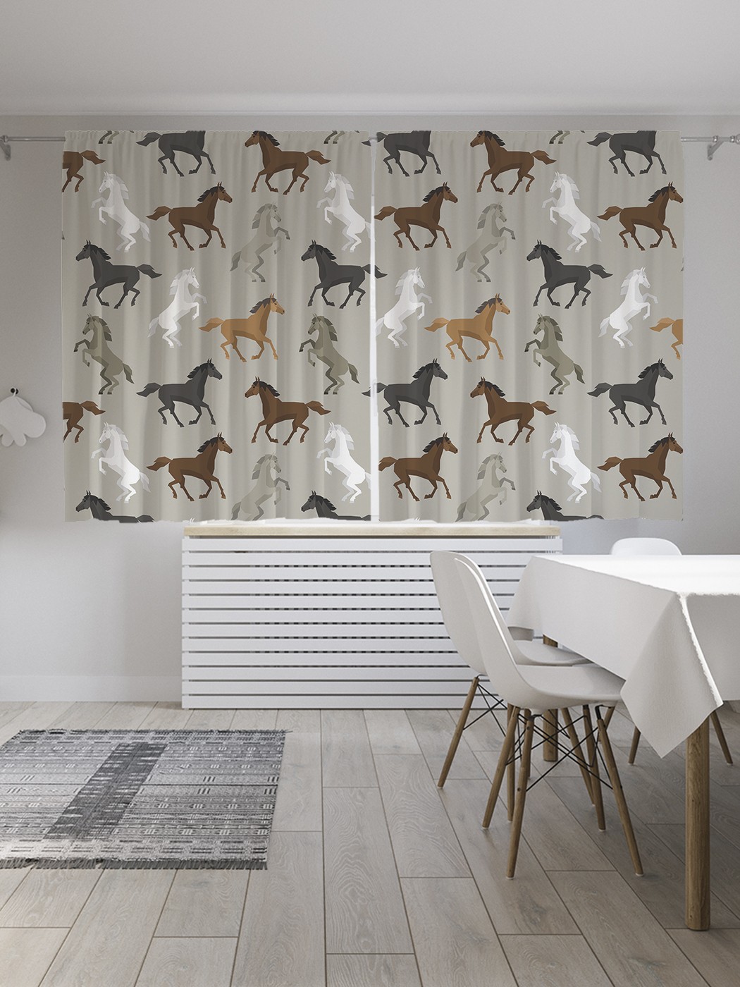 фото Классические шторы joyarty "лошади резвятся", серия oxford delux, 2 полотна 145x180 см