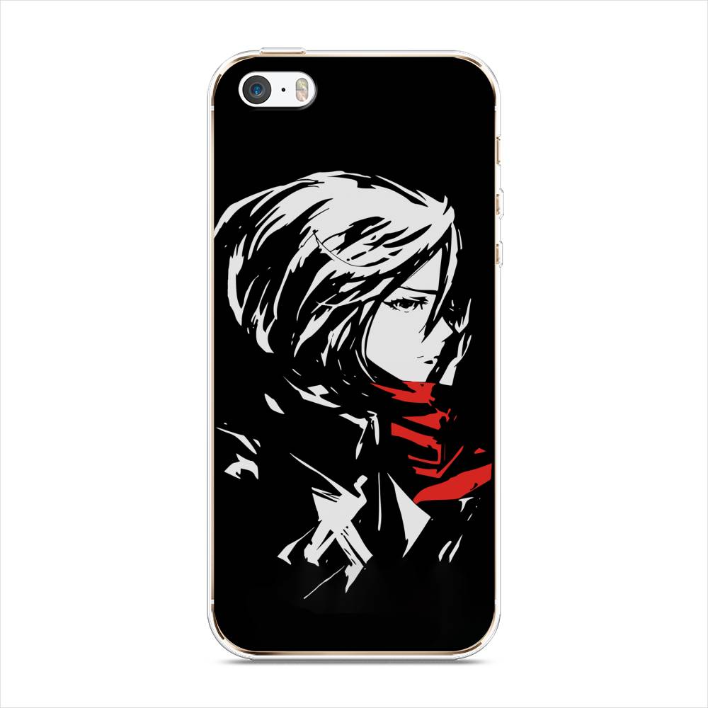 

Чехол для Apple iPhone 5/5S/SE "Микаса минимализм", Черный;серый;красный, 10350-4