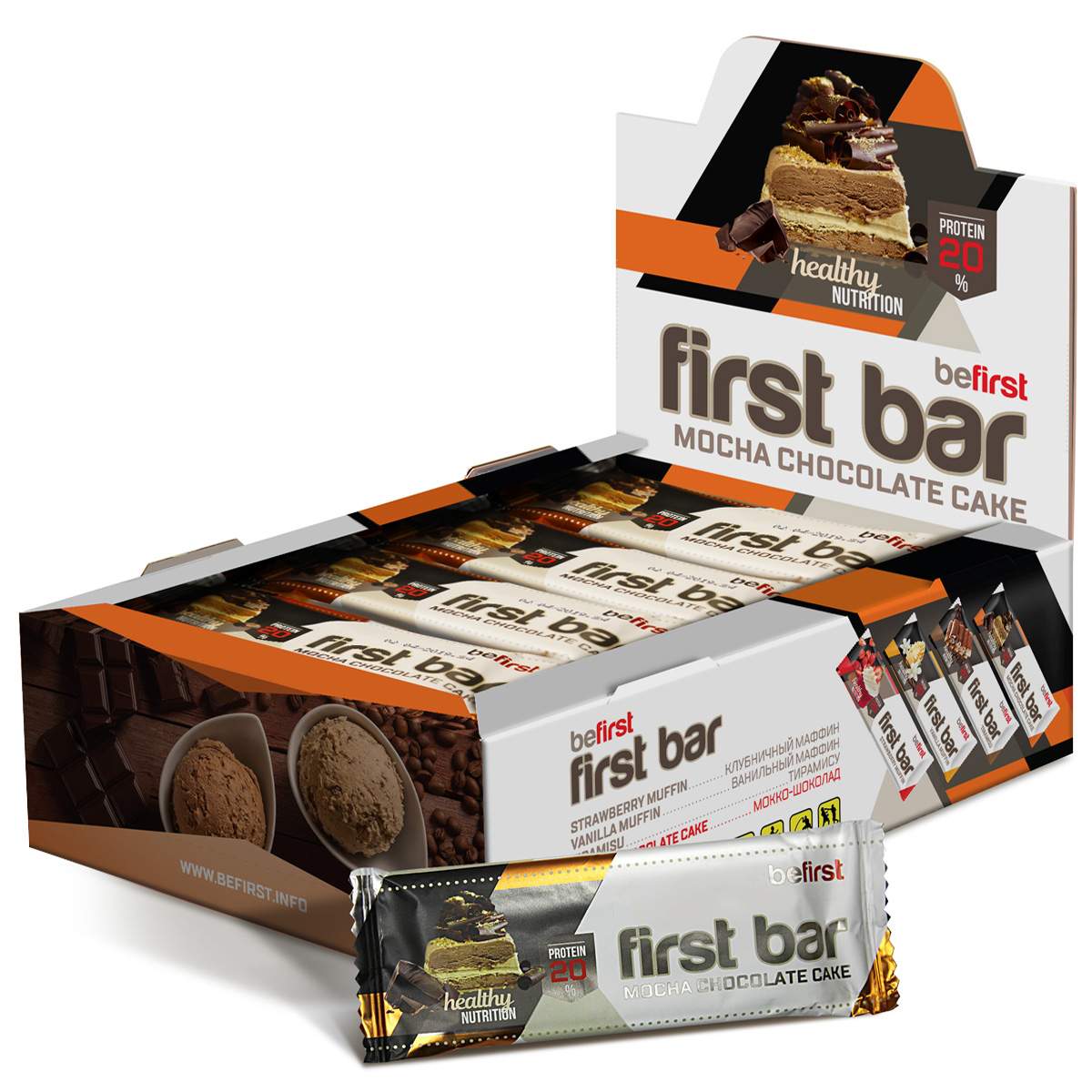 

Протеиновые батончики Be First First Bar Шоколад-мокко, 40 г х 24 шт, Be First First Bar 40 г (коробка 24 шт)