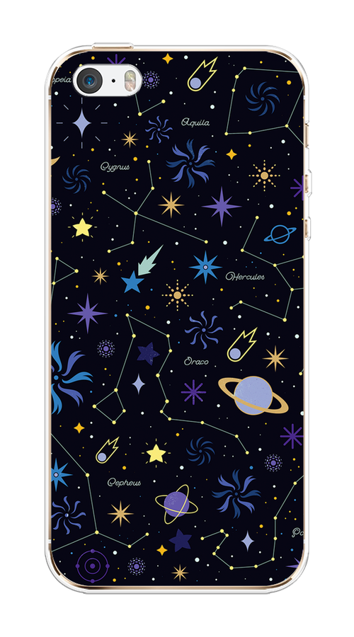 

Чехол на Apple iPhone 5/5S/SE "Цветной космос", Желтый, 10350-2