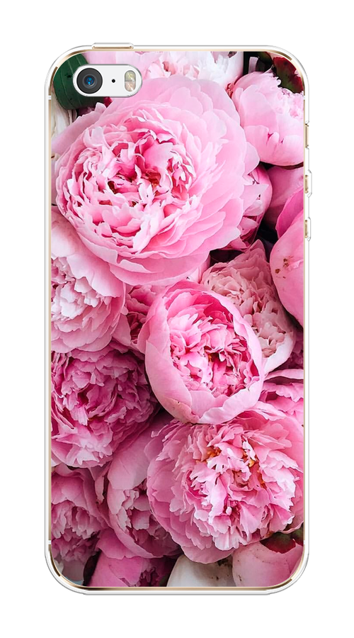 

Чехол на Apple iPhone 5/5S/SE "Розовые пионы", Бежевый;розовый, 10350-2