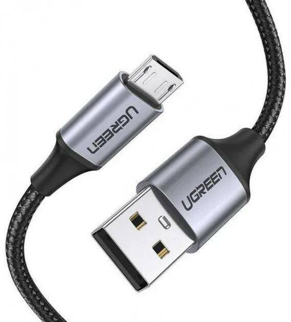 Кабель Ugreen US290 (60146) USB 2.0 A to Micro USB, 1м, серо-черный