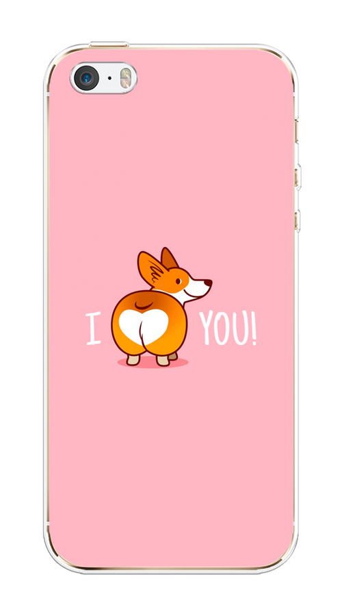 

Чехол на Apple iPhone 5/5S/SE "Корги I love you", Розовый;коричневый;белый, 10350-1