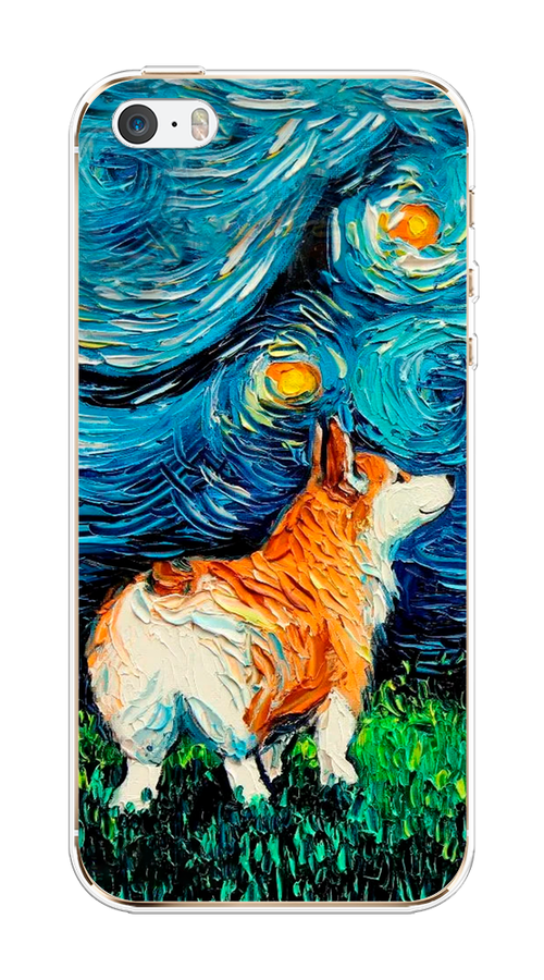 

Чехол на Apple iPhone 5/5S/SE "Корги звёздная ночь", Коричневый;белый;зеленый, 10350-1