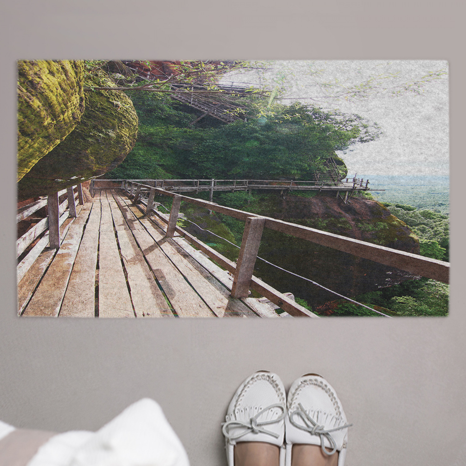 фото Придверный коврик joyarty "горная лестница" резиновая основа 75x45 см