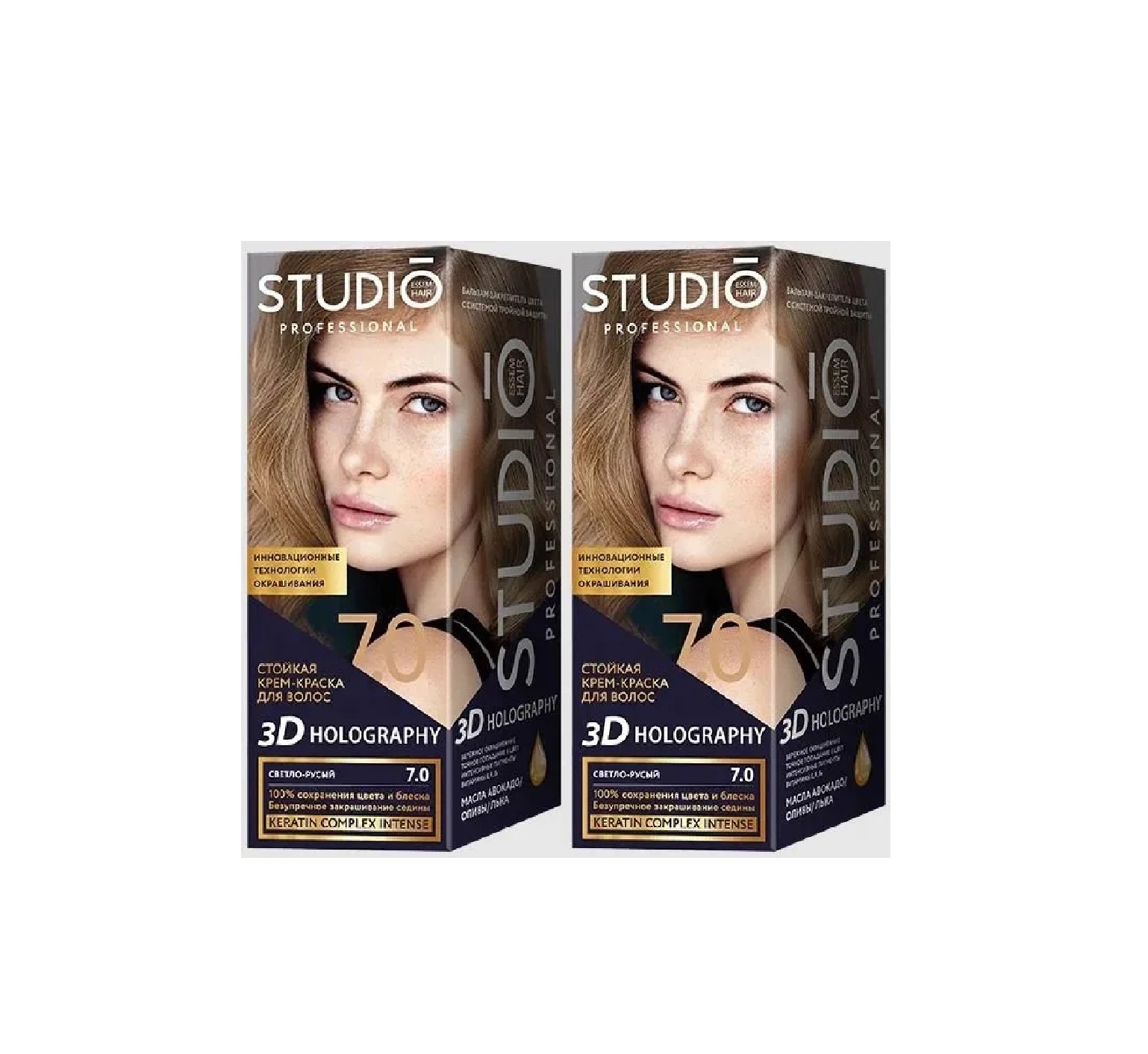 Краска Для Волос Studio Professional 3d Golografic Тон 7.0 Светло-русый 115 Мл 2 Шт