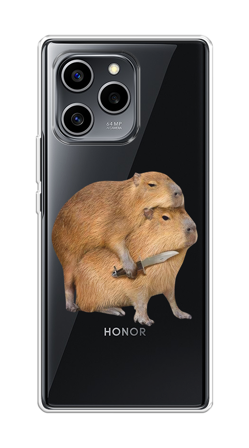 

Чехол на Honor 60 SE "Капибара с ножом", Бежевый, 6108050-1
