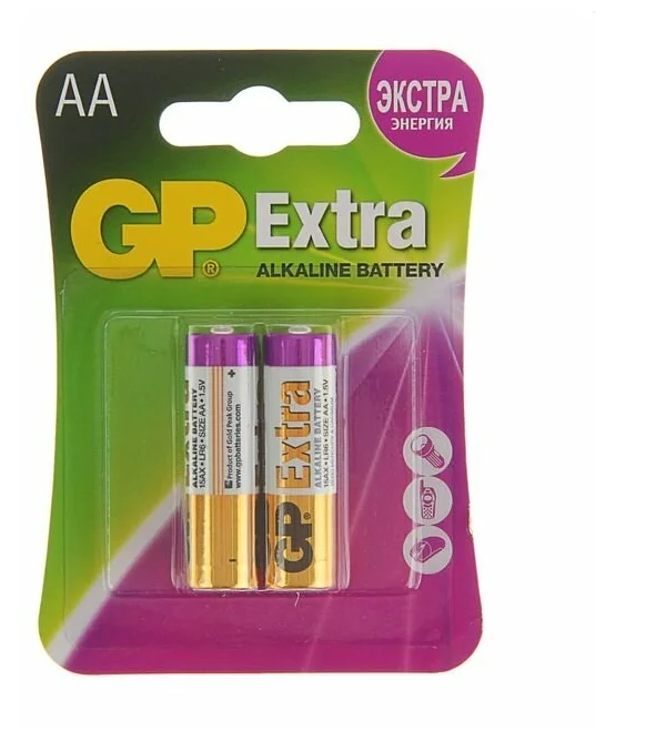

Батарея GP Extra Alkaline 15AX LR6 AA (2шт) блистер