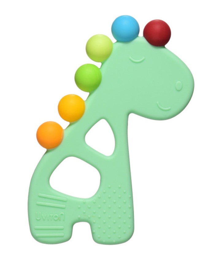 

прорезыватель детский, uviton, силиконовый rainbow giraffe мятный, Зеленый