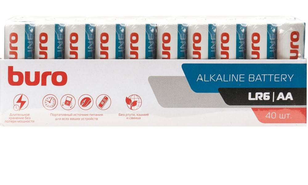 Батарея Buro Alkaline LR6 AA (40шт) спайка