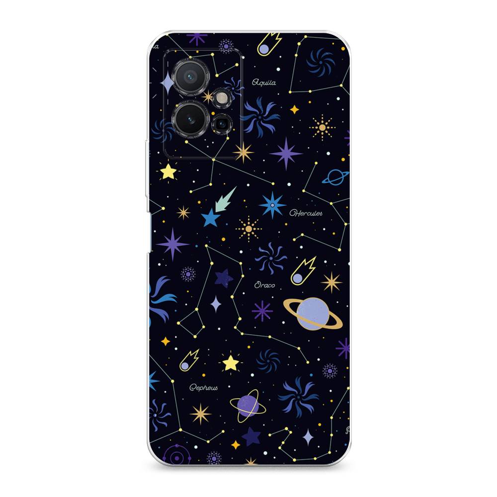 

Чехол на Vivo Y75 5G "Цветной космос", Желтый, 266250-2