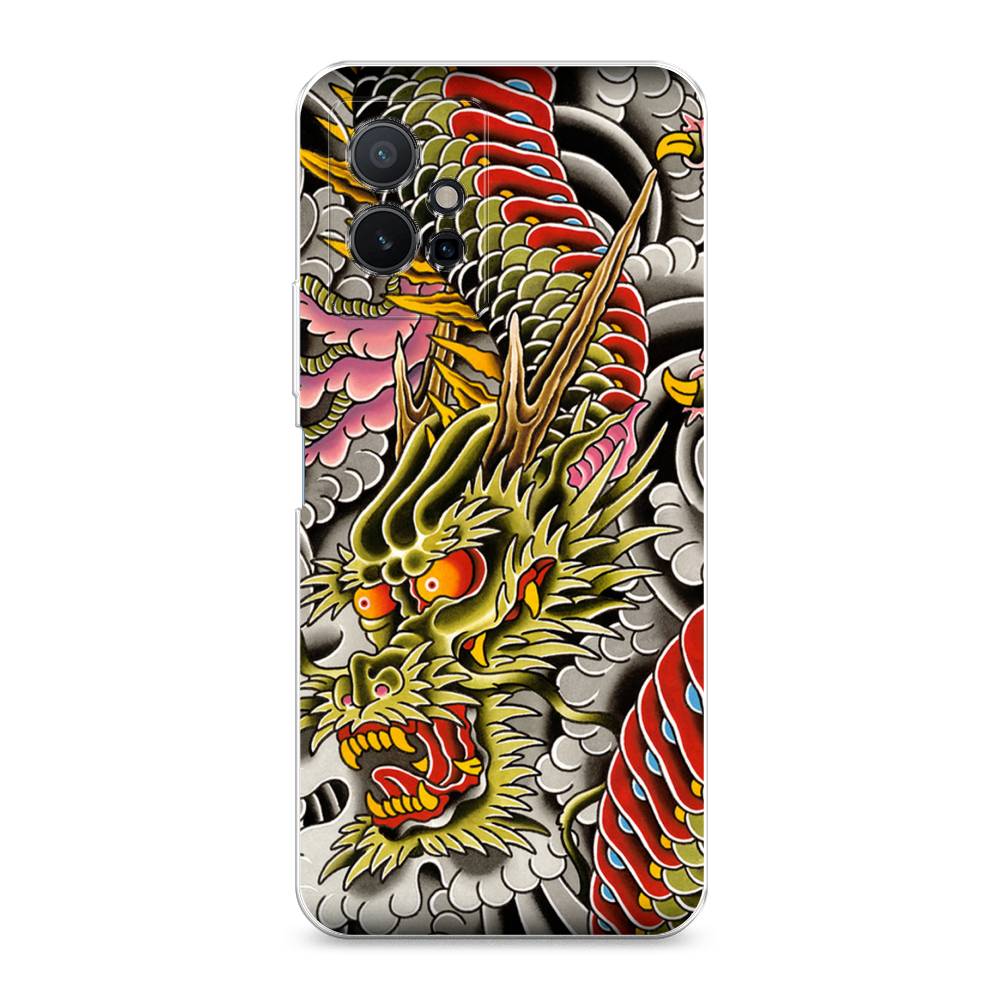 

Чехол на Vivo Y75 5G "Японский дракон", Желтый;розовый;красный, 266250-4