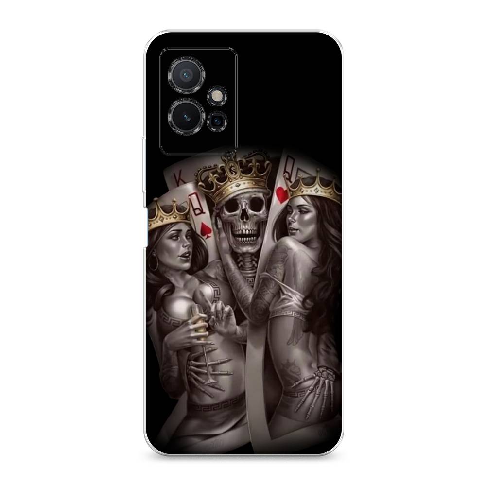 

Чехол на Vivo Y75 5G "Карты король и королевы", Серый;желтый, 266250-6