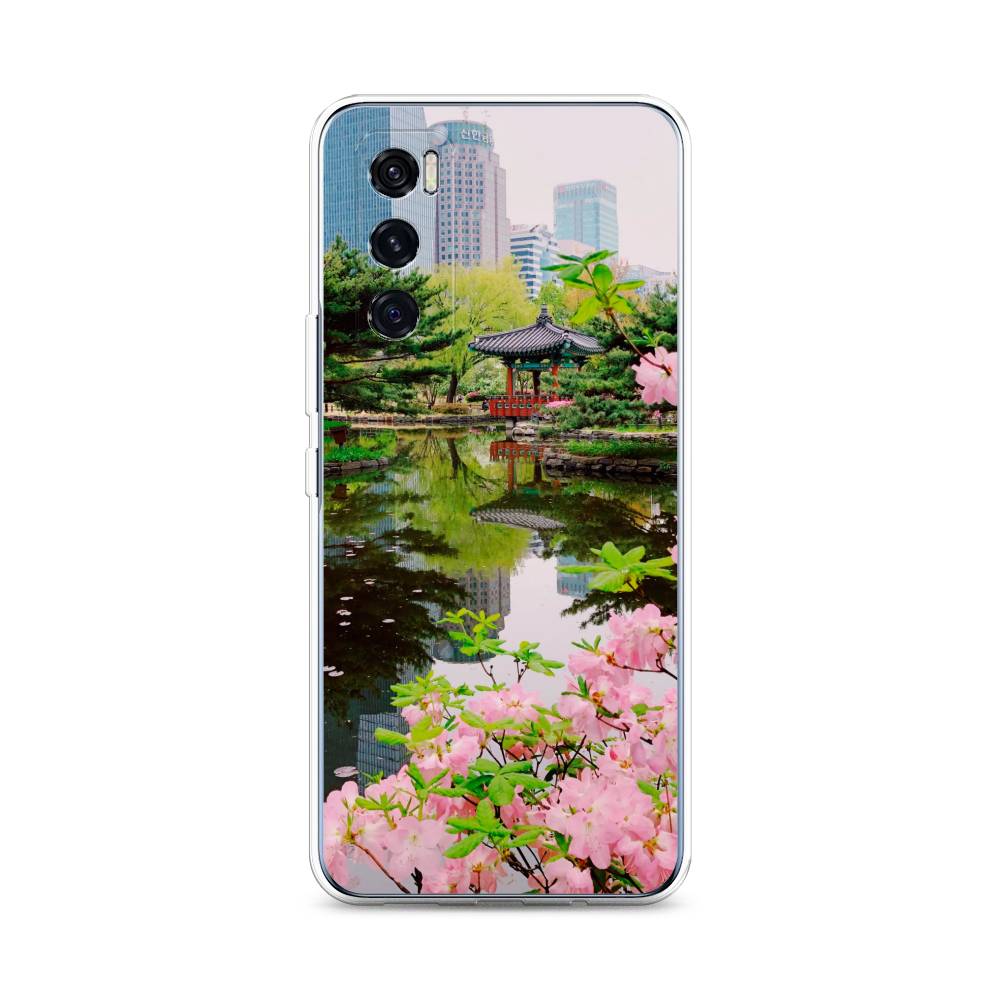 

Чехол для Vivo V20 SE "Сакура возле озера", Зеленый;розовый;голубой, 263550-2